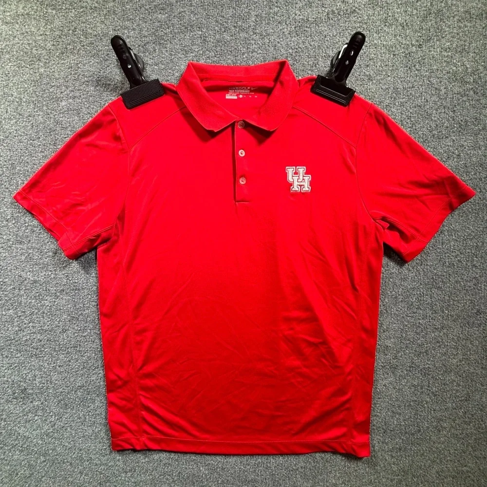Nike Golf Houston Cougars Baseball Shirt Mens XL Red Dri-Fit Performance Polo